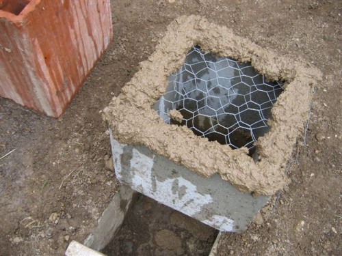 Rocket stove barbecue - Maçonnerie à la terre