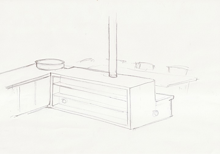 croquis du rocket en ilot banquette