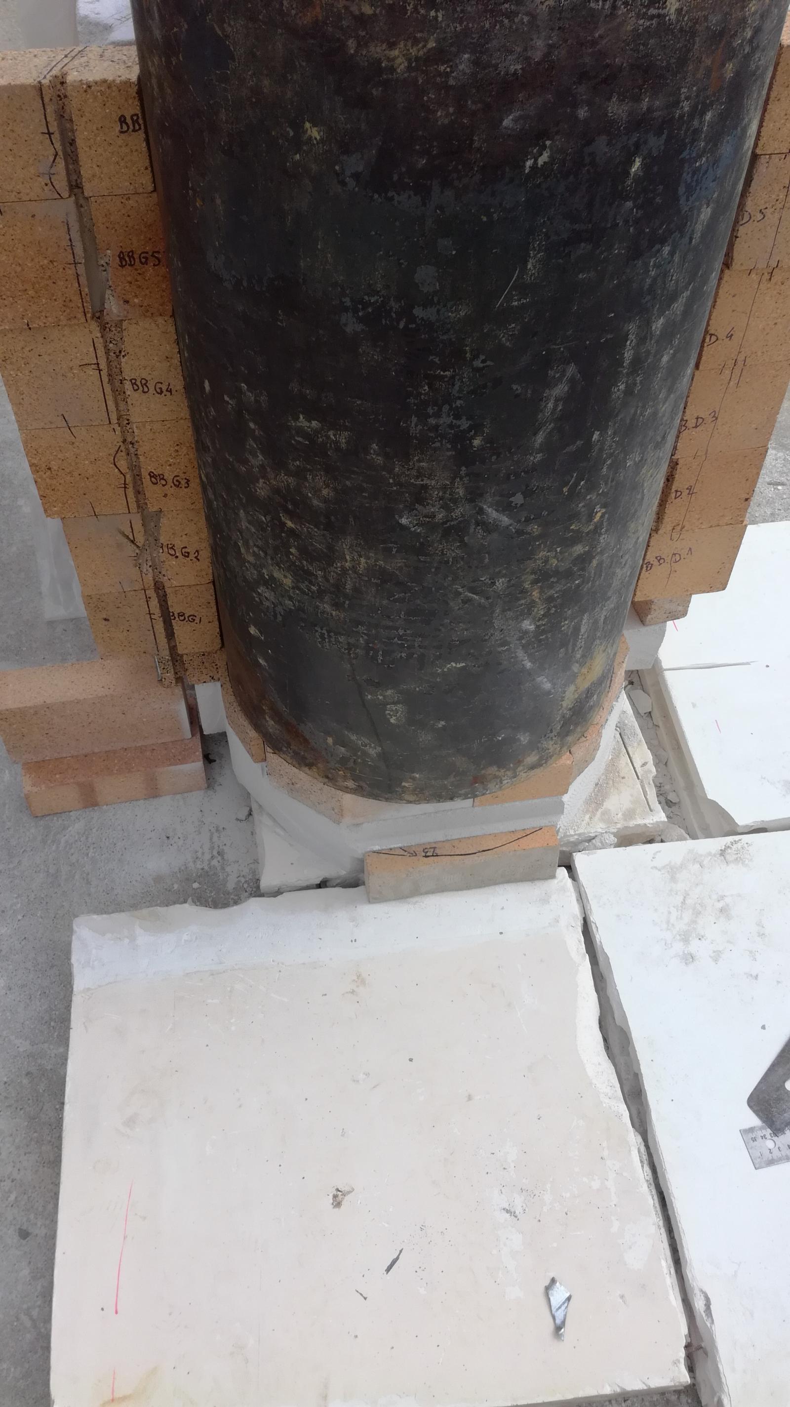 Baril du bas - Liaison avec briques et béton cellulaire